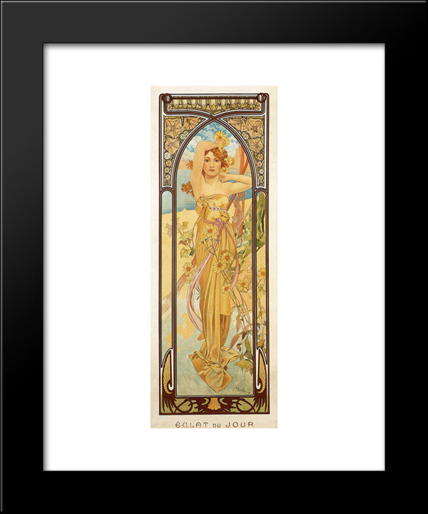 Day 20x24 Black Modern Wood Framed Art Print Poster by Mucha, Alphonse