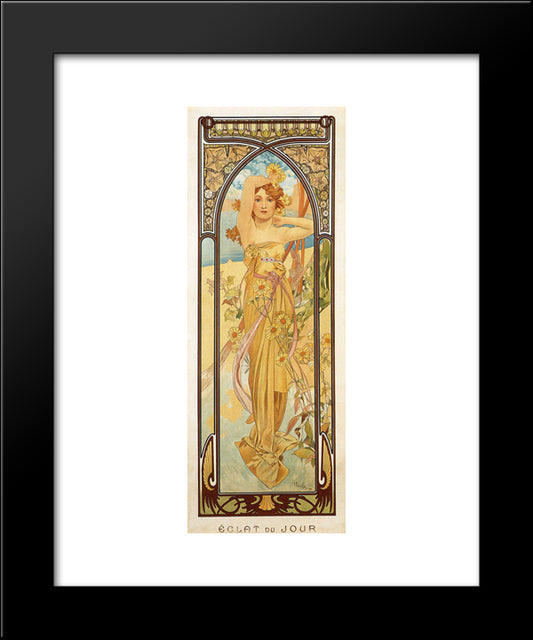 Day 20x24 Black Modern Wood Framed Art Print Poster by Mucha, Alphonse