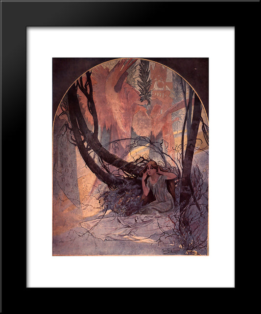 Easter Chimes Awaken Nature 20x24 Black Modern Wood Framed Art Print Poster by Mucha, Alphonse