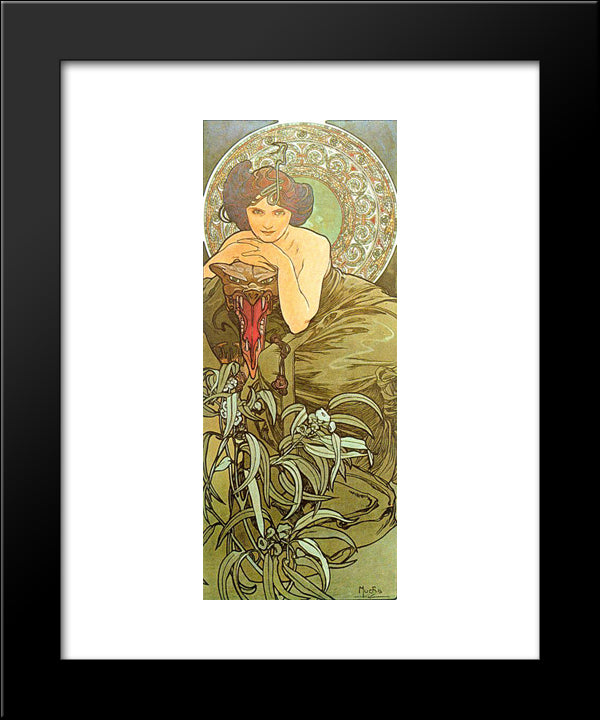 Emerald 20x24 Black Modern Wood Framed Art Print Poster by Mucha, Alphonse