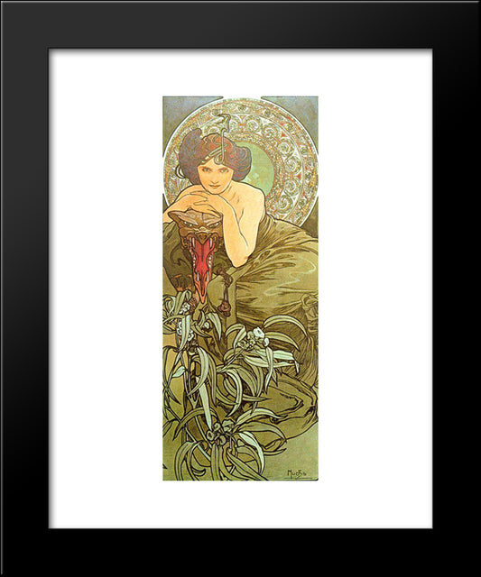 Emerald 20x24 Black Modern Wood Framed Art Print Poster by Mucha, Alphonse