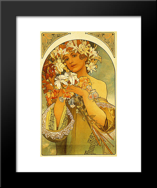 Flower 20x24 Black Modern Wood Framed Art Print Poster by Mucha, Alphonse