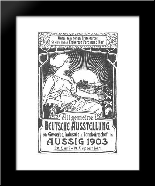 General German Poster Exhibition For Trade, Industry And Agriculture 20x24 Black Modern Wood Framed Art Print Poster by Mucha, Alphonse