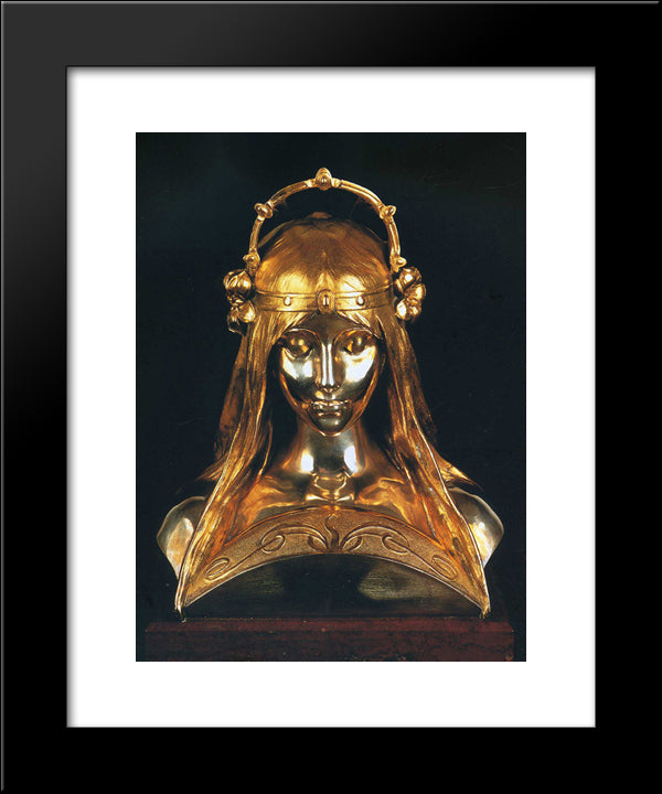 Head Of A Girl 20x24 Black Modern Wood Framed Art Print Poster by Mucha, Alphonse