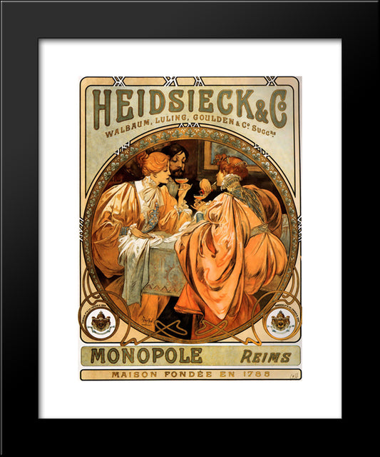 Heidsieck 20x24 Black Modern Wood Framed Art Print Poster by Mucha, Alphonse
