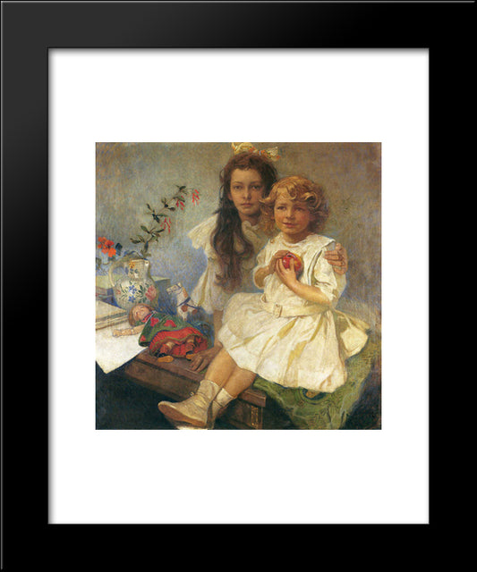 Jaroslava And Jiri The Artist S Children 20x24 Black Modern Wood Framed Art Print Poster by Mucha, Alphonse