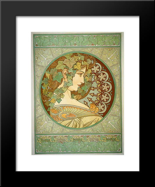 Laurel 20x24 Black Modern Wood Framed Art Print Poster by Mucha, Alphonse