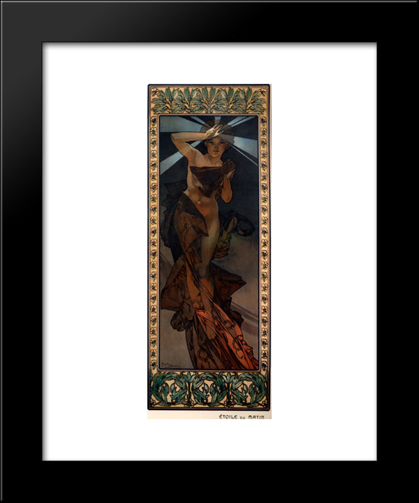 Morning Star 20x24 Black Modern Wood Framed Art Print Poster by Mucha, Alphonse