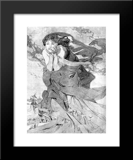 Novem 20x24 Black Modern Wood Framed Art Print Poster by Mucha, Alphonse