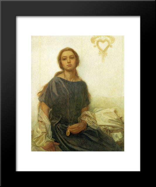 Portrait Of Jaroslava 20x24 Black Modern Wood Framed Art Print Poster by Mucha, Alphonse