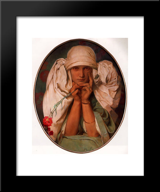 Portrait Of Jiri 20x24 Black Modern Wood Framed Art Print Poster by Mucha, Alphonse
