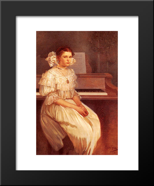 Portrait Of Milada Cerny 20x24 Black Modern Wood Framed Art Print Poster by Mucha, Alphonse