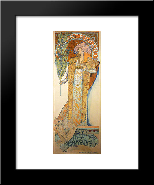 Poster For Victorien Sardou`S Gismonda Starring Sarah Bernhardt At The Theatre De La Renaissance In Paris 20x24 Black Modern Wood Framed Art Print Poster by Mucha, Alphonse
