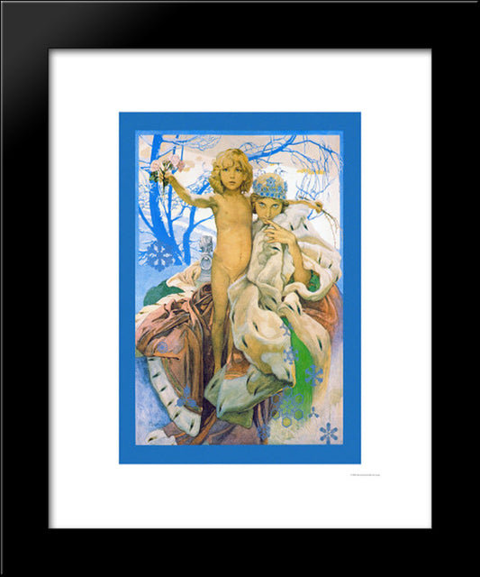 Poster Presentation Of Andersen'S Snow Queen 20x24 Black Modern Wood Framed Art Print Poster by Mucha, Alphonse
