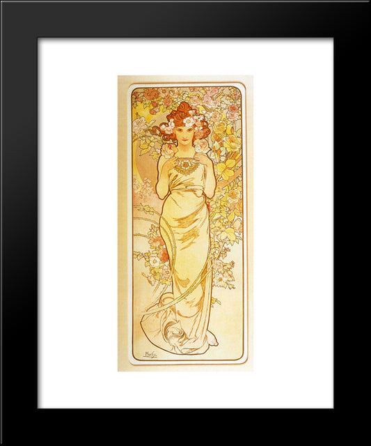 Rose 20x24 Black Modern Wood Framed Art Print Poster by Mucha, Alphonse