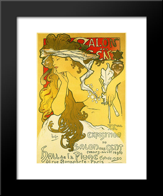 Salon Of The Hundred 20x24 Black Modern Wood Framed Art Print Poster by Mucha, Alphonse
