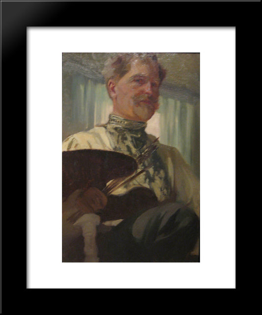 Self-Portrait 20x24 Black Modern Wood Framed Art Print Poster by Mucha, Alphonse