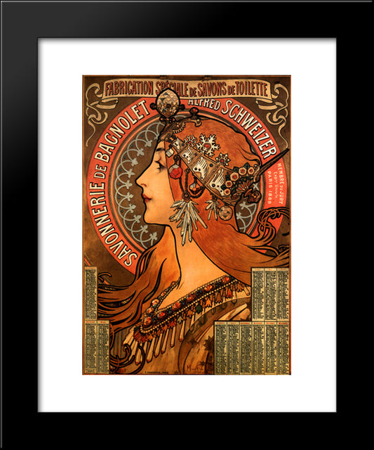Soap Factory Of Bagnolet 20x24 Black Modern Wood Framed Art Print Poster by Mucha, Alphonse