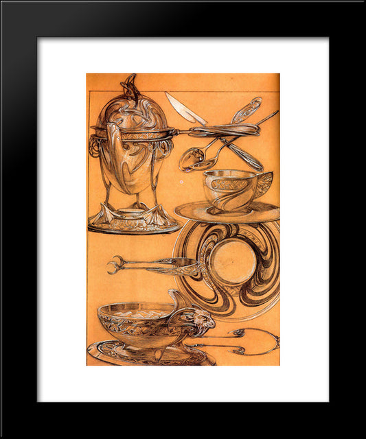 Studies 20x24 Black Modern Wood Framed Art Print Poster by Mucha, Alphonse