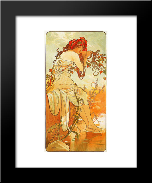 Summer 20x24 Black Modern Wood Framed Art Print Poster by Mucha, Alphonse