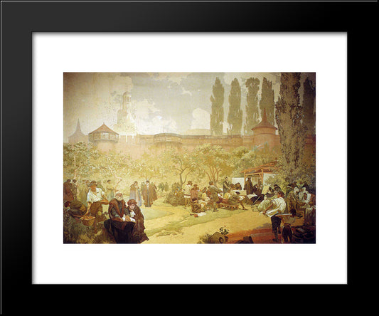 The Printing Of The Bible Of Kralice In Ivancice 20x24 Black Modern Wood Framed Art Print Poster by Mucha, Alphonse