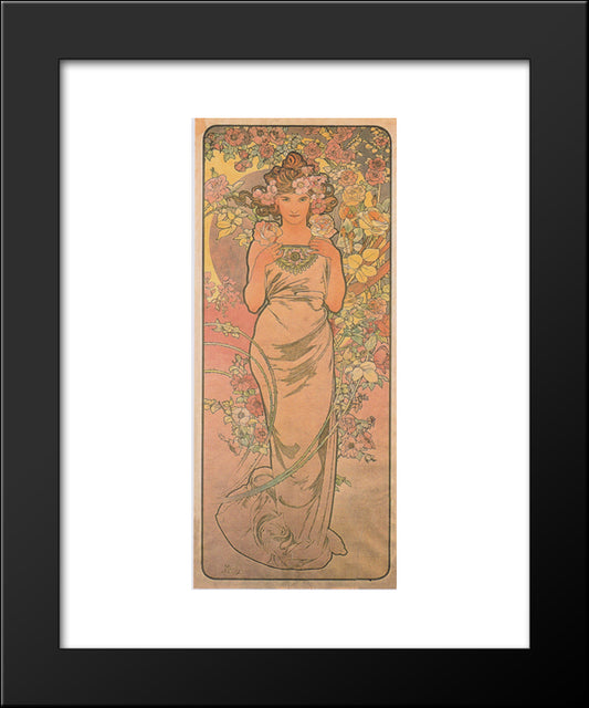 The Rose 20x24 Black Modern Wood Framed Art Print Poster by Mucha, Alphonse