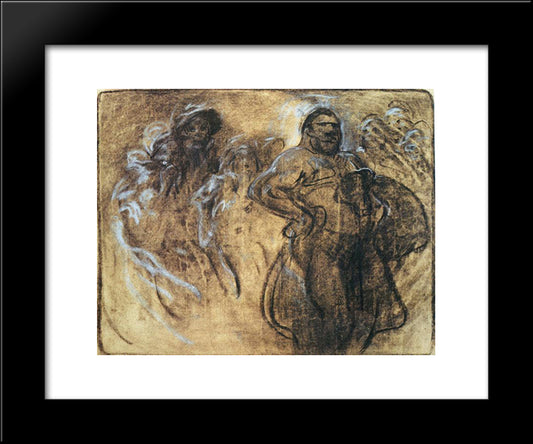 Wrestler 20x24 Black Modern Wood Framed Art Print Poster by Mucha, Alphonse