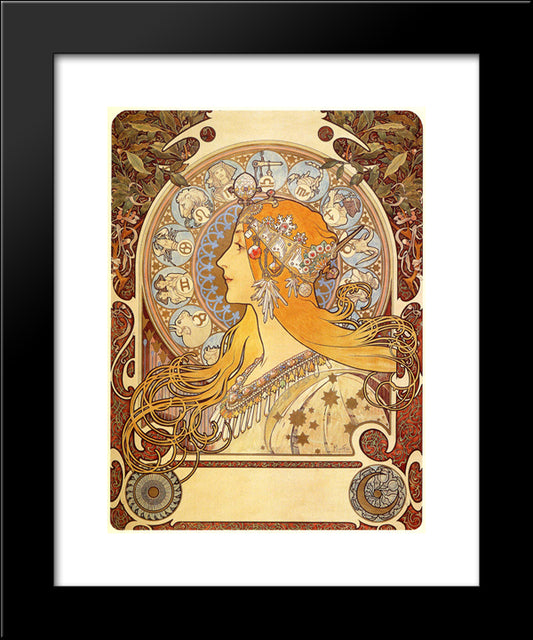 Zodiac 20x24 Black Modern Wood Framed Art Print Poster by Mucha, Alphonse