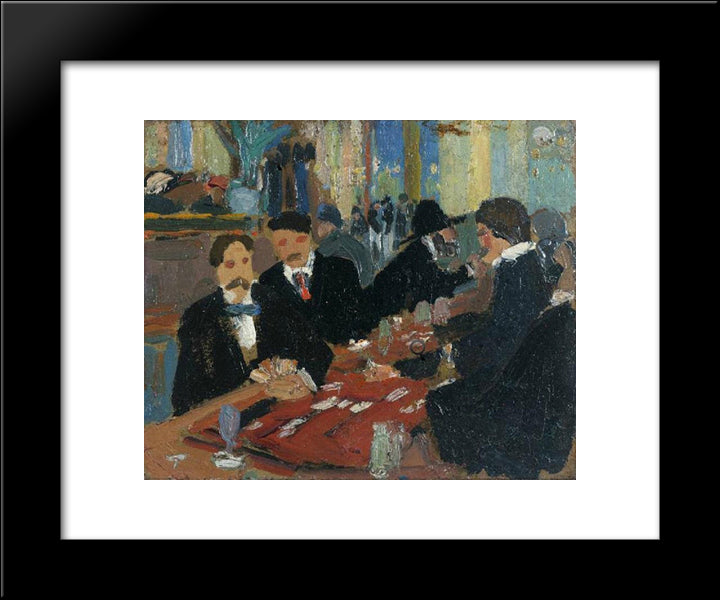 At Bistrot 20x24 Black Modern Wood Framed Art Print Poster by Souza Cardoso, Amadeo de