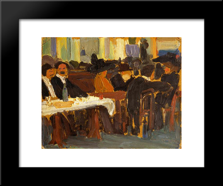 Cafe In Paris 20x24 Black Modern Wood Framed Art Print Poster by Souza Cardoso, Amadeo de