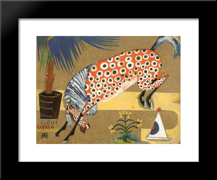 Clown, Horse, Salamandra 20x24 Black Modern Wood Framed Art Print Poster by Souza Cardoso, Amadeo de