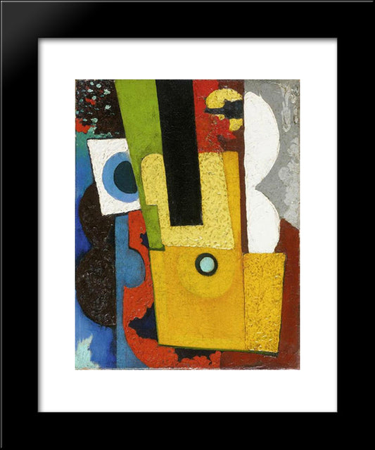 Composition With Guitar 20x24 Black Modern Wood Framed Art Print Poster by Souza Cardoso, Amadeo de