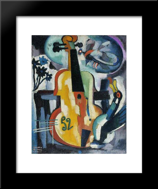 Composition With Violin 20x24 Black Modern Wood Framed Art Print Poster by Souza Cardoso, Amadeo de