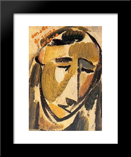 Head 20x24 Black Modern Wood Framed Art Print Poster by Souza Cardoso, Amadeo de