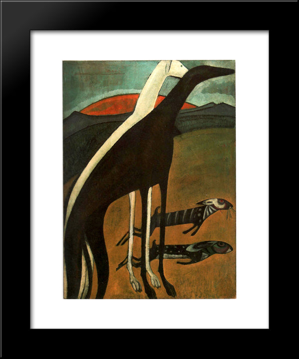 Os Galgos 20x24 Black Modern Wood Framed Art Print Poster by Souza Cardoso, Amadeo de