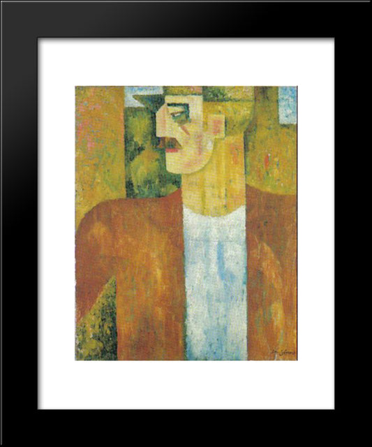 Portrait Of Man 20x24 Black Modern Wood Framed Art Print Poster by Souza Cardoso, Amadeo de