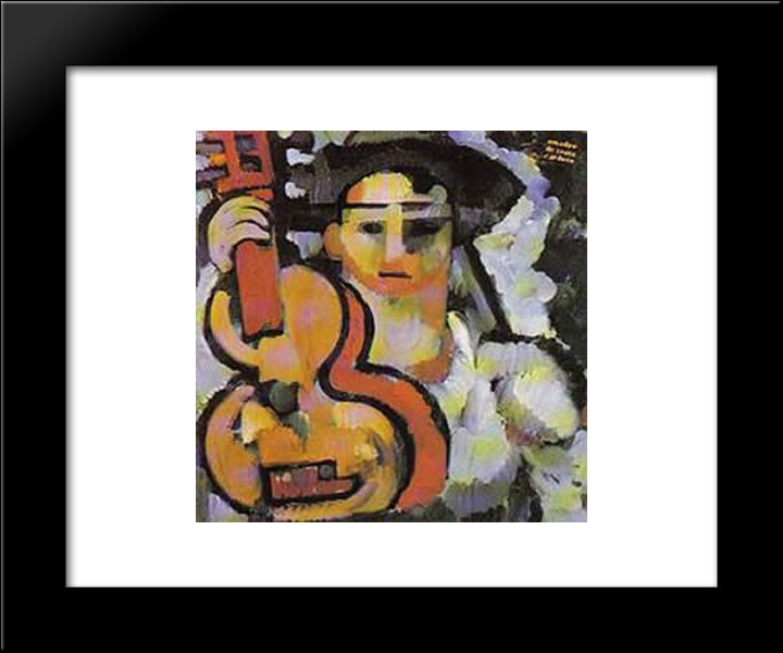 Ukulele 20x24 Black Modern Wood Framed Art Print Poster by Souza Cardoso, Amadeo de