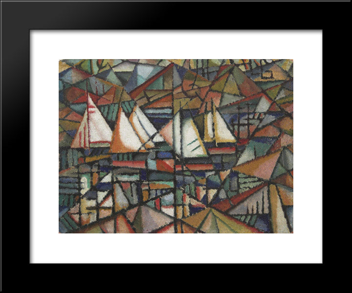 Untitled (Boats) 20x24 Black Modern Wood Framed Art Print Poster by Souza Cardoso, Amadeo de