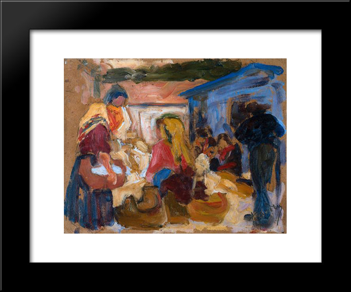 Village Market In Cardoso 20x24 Black Modern Wood Framed Art Print Poster by Souza Cardoso, Amadeo de