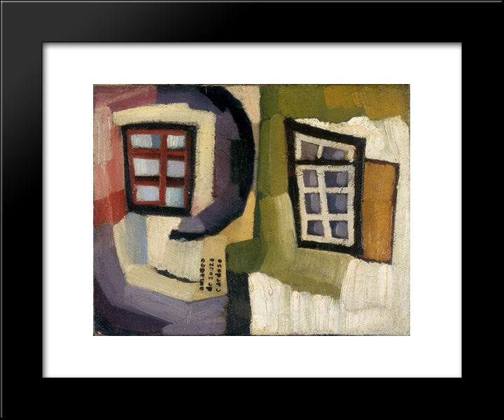 Windows Of A Fisherman 20x24 Black Modern Wood Framed Art Print Poster by Souza Cardoso, Amadeo de