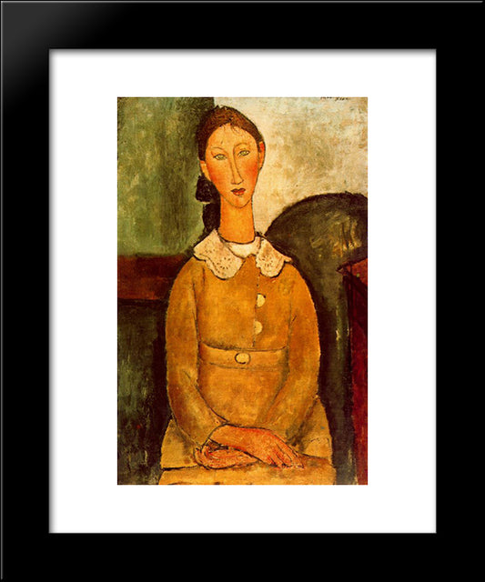 A Girl In Yellow Dress 20x24 Black Modern Wood Framed Art Print Poster by Modigliani, Amedeo