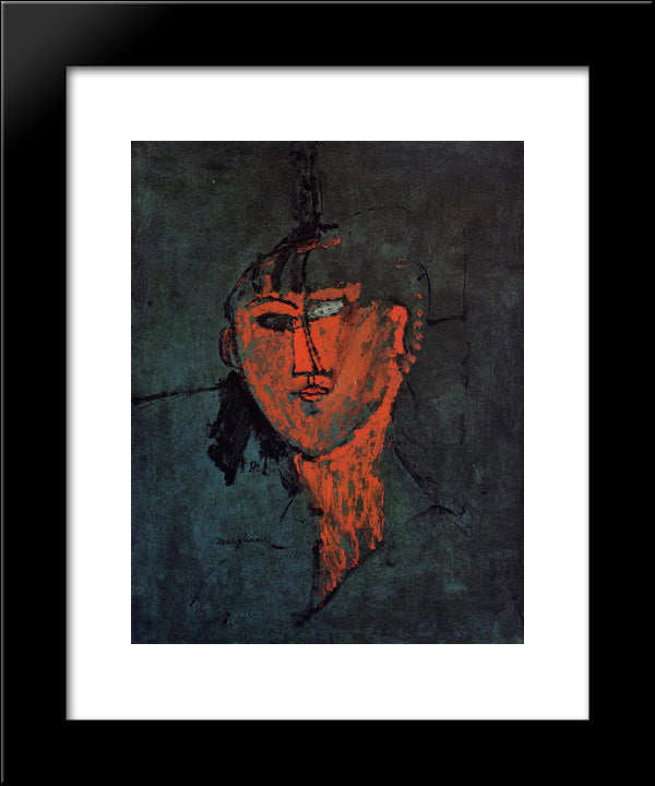 A Head 20x24 Black Modern Wood Framed Art Print Poster by Modigliani, Amedeo