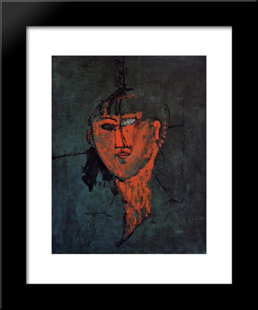 A Head 20x24 Black Modern Wood Framed Art Print Poster by Modigliani, Amedeo