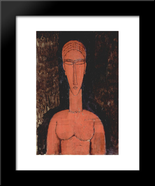 A Red Bust 20x24 Black Modern Wood Framed Art Print Poster by Modigliani, Amedeo