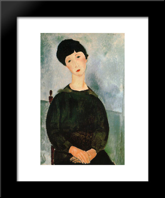 A Young Girl 20x24 Black Modern Wood Framed Art Print Poster by Modigliani, Amedeo