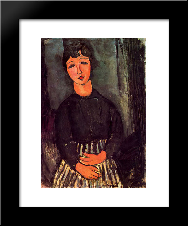 A Young Girl 20x24 Black Modern Wood Framed Art Print Poster by Modigliani, Amedeo