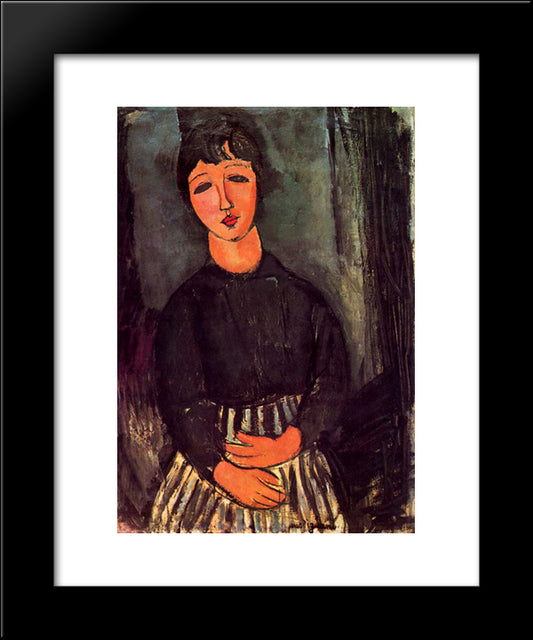 A Young Girl 20x24 Black Modern Wood Framed Art Print Poster by Modigliani, Amedeo