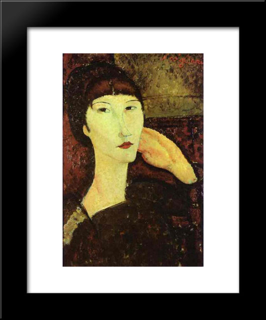 Adrienne (Woman With Bangs) 20x24 Black Modern Wood Framed Art Print Poster by Modigliani, Amedeo