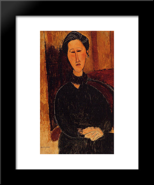 Anna (Hanka) Zabrowska 20x24 Black Modern Wood Framed Art Print Poster by Modigliani, Amedeo
