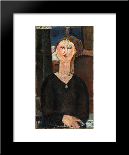 Antonia 20x24 Black Modern Wood Framed Art Print Poster by Modigliani, Amedeo